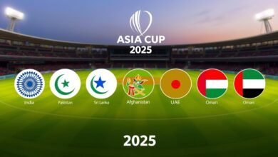 Asia Cup 2025 official tournament banner showing all participating teams