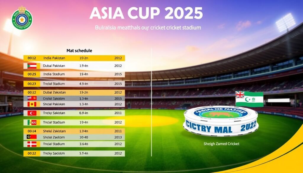 Asia Cup 2025 schedule graphic showing key matches