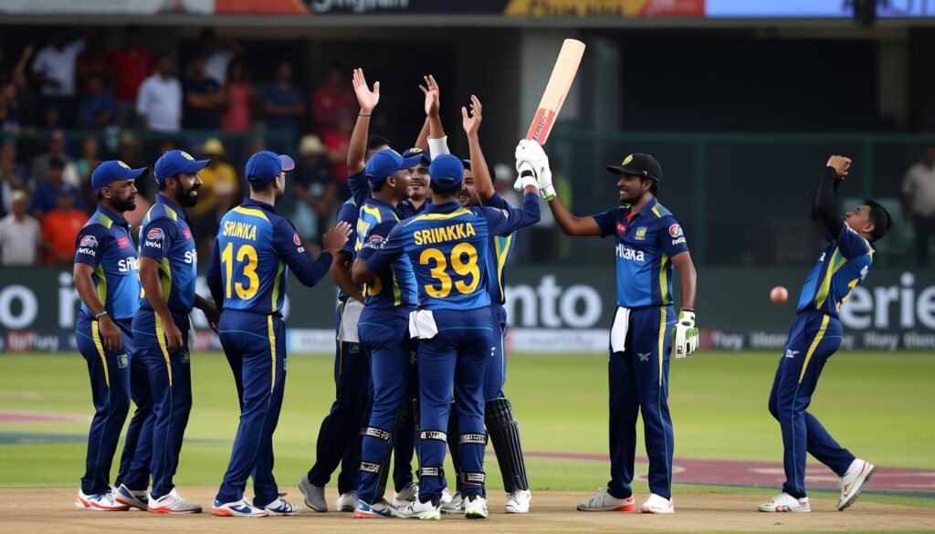 Sri Lanka cricket team celebrating during previous Asia Cup